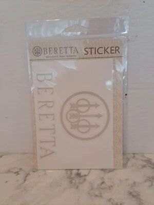 Beretta Firearms Logo Window Decal Sticker – White logo on Clear background (5") - Image 1 of 3
