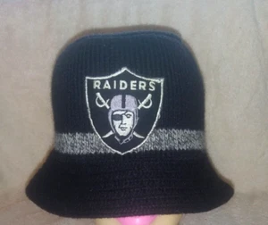Vintage 90er Oakland Raiders schwarz grau Wollmischung Strick Fischerhut ~ Made in USA - Bild 1 von 7