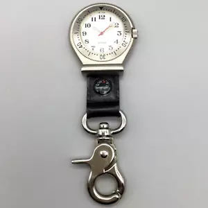 Croton Carabiner Clip Pocket Watch 37mm Silver Tone New Battery - Picture 1 of 13