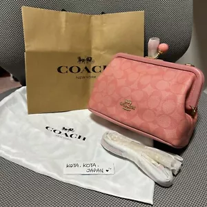 COACH Nora Kiss lock Crossbody in Signature Canvas CE617 outlet New pink - Picture 1 of 10
