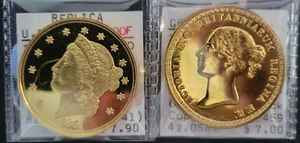 U.S.A. 20 Dollar Proof, Great Britain 1839 5 Pound fantasy - Picture 1 of 4