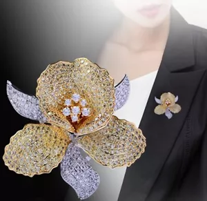 Crystal Brooch Rhinestone Jewelry Women Wedding Bridal Flower Zircon Gemstone - Picture 1 of 12