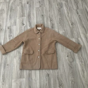 Talbots Wool Cardigan Womens S Tan Oversized Grandmacore Fall Coat Cottage - Picture 1 of 10