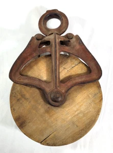 Antike Gusseisen & Holz Rad Scheune 6" Zug - Bild 1 von 4