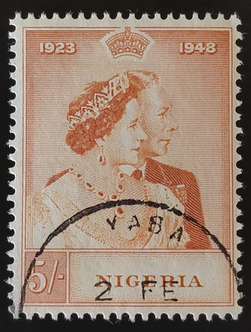 NIGERIA. GVI. 1948 5/- Royal Silver Wedding. Very fine used stamp Cover