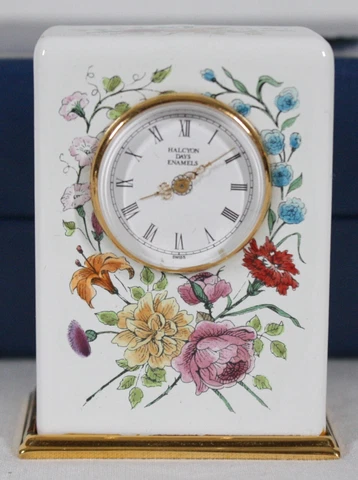 RARE! HALCYON DAYS BILSTON & BATTERSEA ENAMEL DESK / TRAVEL CLOCK Cover