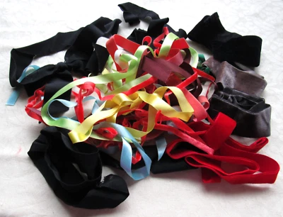 Vintage & Antique Ribbon Scraps Velvet Grosgrain Satin Crafts Doll Clothes Hats - Image 1 of 4