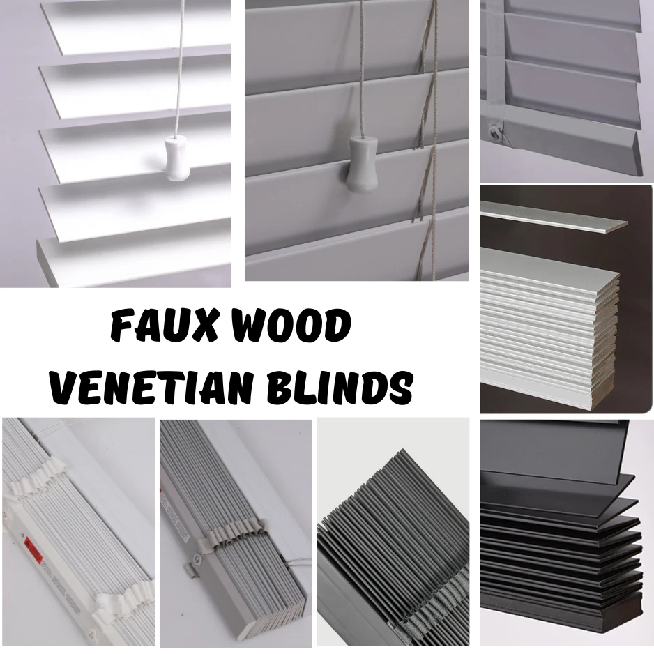 Faux Wood Wooden Blinds 50 MM Slats Home Office Window Venetian Blind Easy Fit - Image 1 of 4