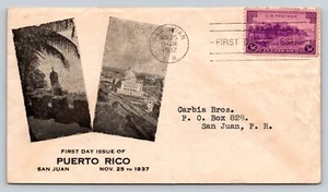 1937 FDC San Juan Puerto Rico To Carbia Bros. Publishers 3C La Fortaleza Sc#801 - Picture 1 of 2
