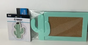 Cactus Magnetic Cork Bulletin Board & Eraser Set Desk Decor Lot Of 2 Dorm Room - Picture 1 of 5