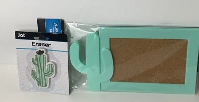 Cactus Magnetic Cork Bulletin Board & Eraser Set Desk Decor Lot Of 2 Dorm Room - Image 1 of 4