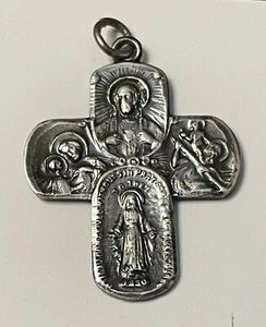 Antique Sterling Silver Miraculous Medal Pendant Cross Catholic Call A Priest - Picture 1 of 4