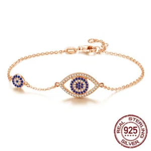 Best Quality 925 Sterling Silver Evil Eye Turkish Greek Mati Nazar Bracelet - Bild 1 von 1