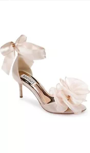Badgley Mischka Women's NERYSSA Heeled Sandal Nude Satin 9.5 - Picture 1 of 4