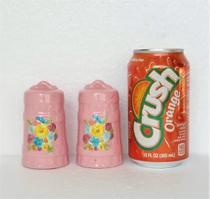 Vintage Salt & Pepper Shakers Pink Colorful Flowers Ceramic Medium Size - Picture 1 of 7