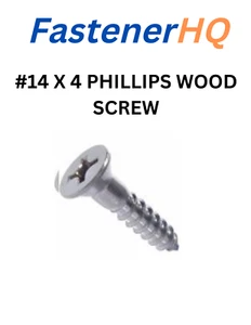 (25) #14 x 4" Tornillo de madera Phillips cabeza plana acero bajo en carbono chapado en zinc - Imagen 1 de 3