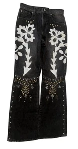 BDG Urban Outfitters ‘90s Free Mid-Rise Bootcut Jean Black Embellished 28 NWT - Picture 1 of 7