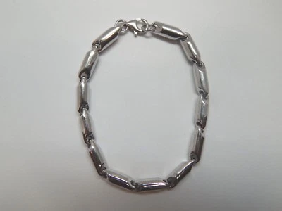 Brazalete de plata de ley 925 con eslabones de bala de lujo | 9"" | 26,2 g | Chapado en rodio   Foto 1 de 4