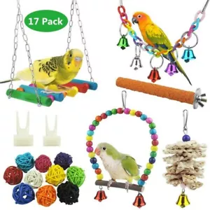 17stk Haustier Vogel Spielzeug Papagei Sittich Wellensittich Hängematte Schaukel - Bild 1 von 8