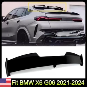 For 2020 21-2024 BMW X6 X6M G06 Gloss Black Roof Tail Trunk Spoiler Wing Lip ABS - Picture 1 of 16