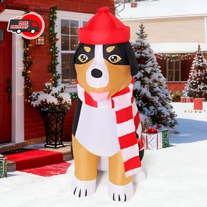 4,5 FT Natale Gonfiabile Bernese Cane da Montagna con LED per Decorazione Esterno - Foto 1 di 6