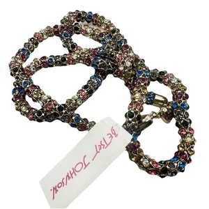 BETSEY JOHNSON Long Multicolor Crystal Necklace Collectible Statement NWT - Picture 1 of 9