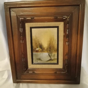 Quadro/Cabina originale nel bosco/Cornice in legno/16"x15" - Foto 1 di 4