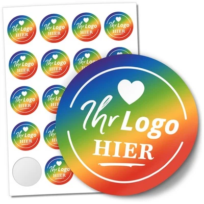 20 runde Aufkleber 4,6 cm mit eigenem Logo oder Bild personalisierte Sticker - Bild 1 von 4