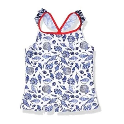 Nuevo Tommy Bahama Niñas 3T Tankini Top Manga Volantes Conchas Marinas Foto 1 de 4