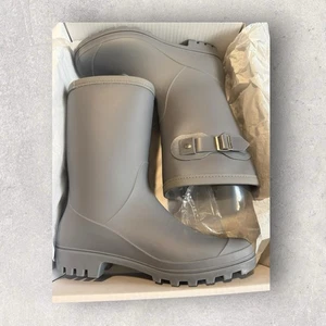 Fubotao Women's Mid Calf Rain Boots Anti slip Waterproof, Gray, Size US 9/ EU 40 - Picture 1 of 8