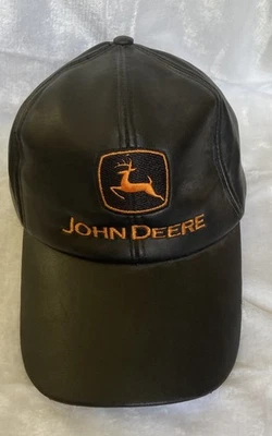 Sombrero John Deere Vintage Negro Imitación Cuero Bordado Ajustable Espalda ¡Bonito! Foto 1 de 4