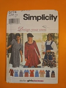 SIMPLICITY PATTERN 9774 GIRLS' GIRLS' PLUS DRESS OR JUMPER / Size AA 7-14 - Picture 1 of 3
