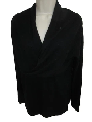 Peck & Peck 100% Cashmere Black Surplice Crossover Sweater Size L - Image 1 of 4