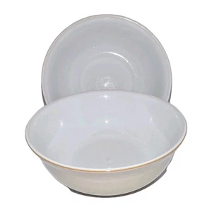 Vtg Denby Linen Bowls x2 White & Beige Cereal 6.5" Soup Bowl England A+ Cond HTF - Picture 1 of 13