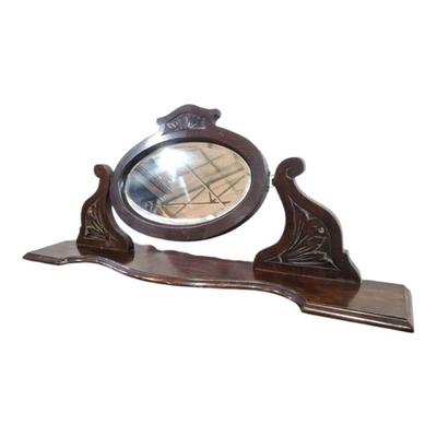 Antique vintage carved wall mounted mirror - hall mirror - with shelf - Image 1 of 4