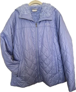 Columbia Copper Crest Hooded Jacket Coat Sz 2XL Plush Lined Sherpa Blue/Purple - Picture 1 of 15