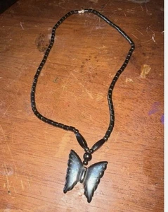 New Hematite Butterfly Pendal Natural stone beaded necklace - Picture 1 of 4
