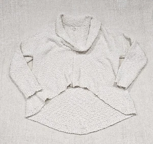 Anthropologie POL Medium kuscheliger cremefarbener weicher Grobstrickpullover mit Wasserfallausschnitt - Bild 1 von 6