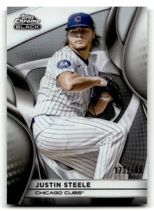 2025 Topps Chrome Black Justin Steele #105 #105 rifrattore #/199 SN Chicago Cubs - Foto 1 di 2