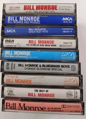 9 Vintage Bill Monroe Audio Cassette Tapes Classic Bluegrass & Country Music  - Image 1 of 4