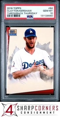 2018 TOPPS THROWBACK THURSDAY #84 CLAYTON KERSHAW PSA 10 - Image 1 of 3