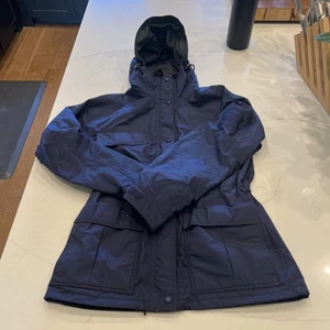 Cabelas Women’s Gore Tex Jacket Navy Sz M Hooded Mid Length NWOT - Picture 1 of 19