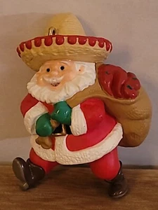 Sombrero adorno navideño vintage Hallmark 1999 Feliz Navidad Santa Claus - Imagen 1 de 7