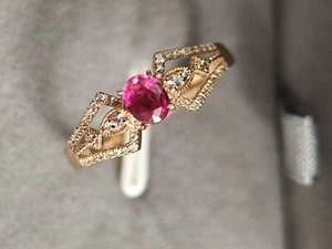 Zertifizierter echter Diamantring 18 Karat Gelbgold natürlicher Rubin UK-Verkäufer 18005 - Bild 1 von 9