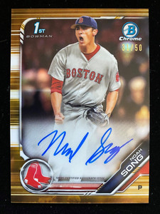 2019 Bowman Chrome NOAH SONG 1st Rookie GOLD AUTO REFRACTOR #/50 Phillies RC SP