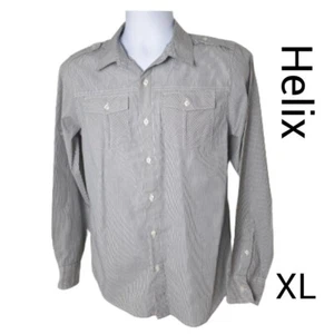 Helix Mens Button Down XL Striped Eagle Wings Graphic Collar Shirt Preppy Y2K  - Picture 1 of 7