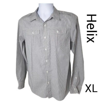 Helix Mens Button Down XL Striped Eagle Wings Graphic Collar Shirt Preppy Y2K  - Image 1 of 4