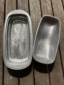Vintage Wilton Armetale Pewter Butter Dish Mount Joy Pa. with GLASS INSERT * USA - Picture 1 of 4