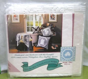 ROSE TRIO Nottingham Lace Crafting Square pillow design NWT cotton RT21-01 - Picture 1 of 2