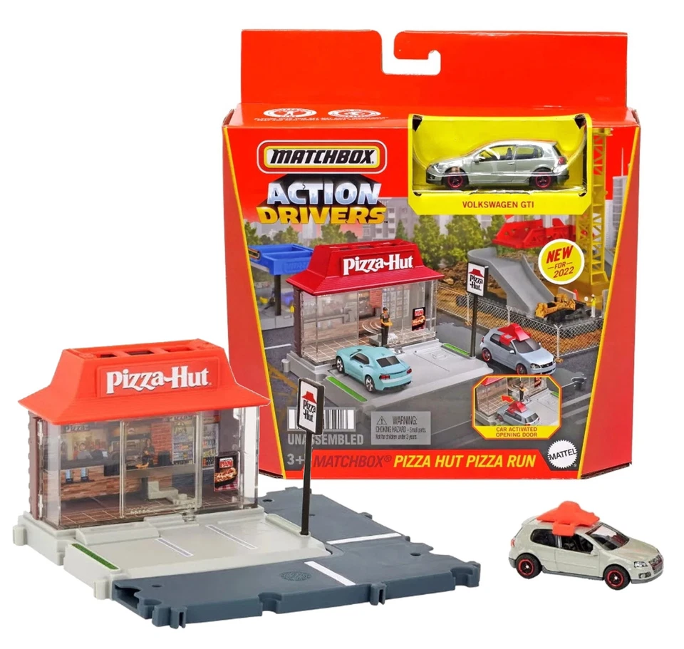 Matchbox Action Drivers 1:64 Pizza Run Car Play Set - Gray